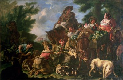 Group of Shepherds with a Horse by Domenico Brandi
